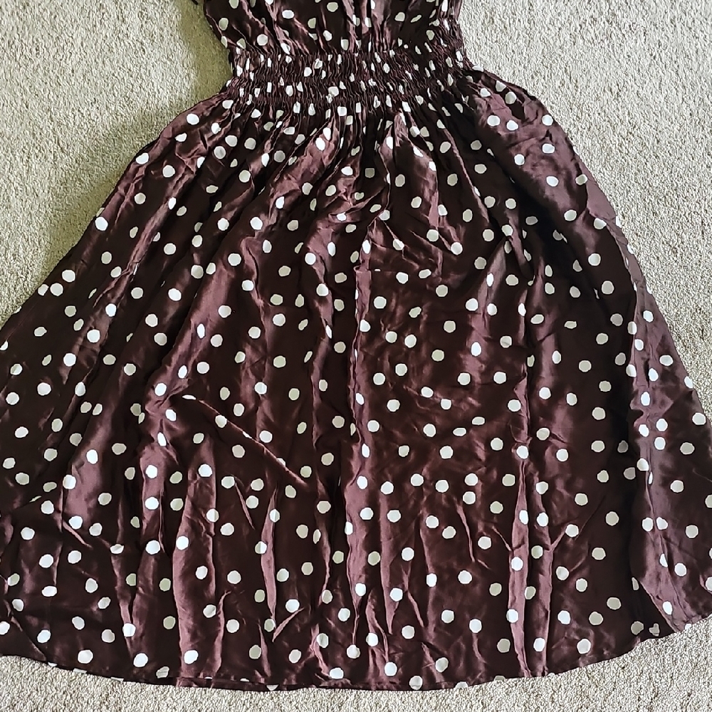LOFT Brown and White Polka Dot Womens Dress - Picture 2 of 9